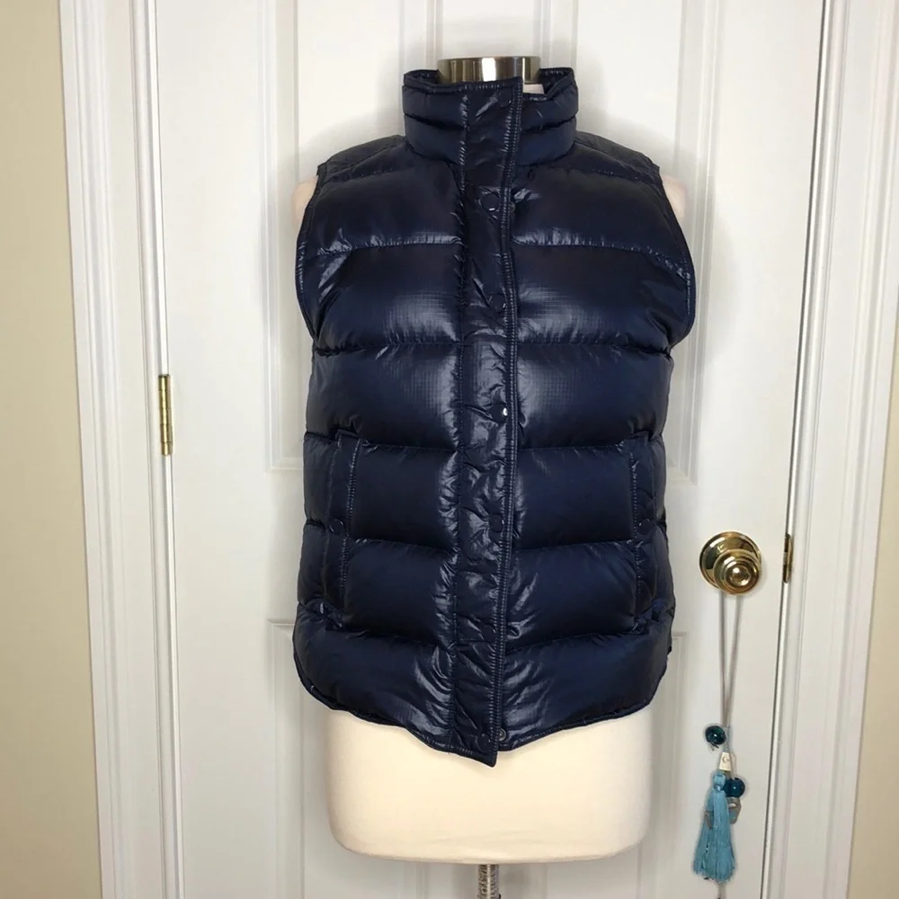 J. Crew Navy Dawn & Feather Filled Puffer Vest Medium